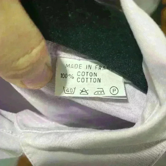 LeBon Marche size 1 purple button down shirt 100% cotton made in France - Picture 5 of 6